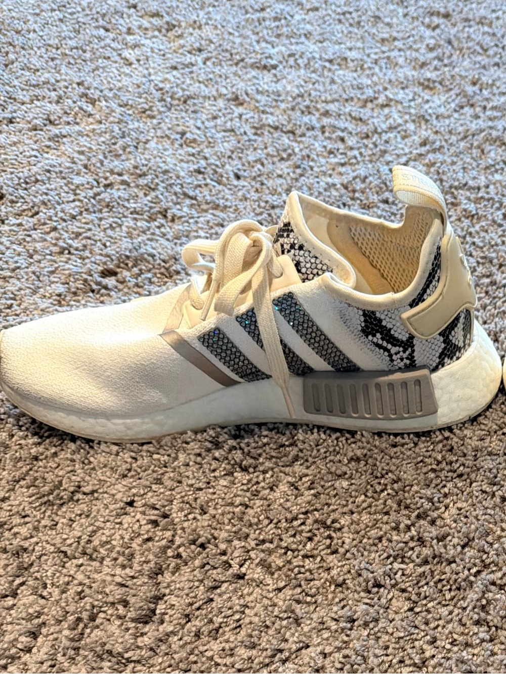CUSTOM ADIDAS WOMENS RHINESTONE SNAKE SKIN SNEAKERS